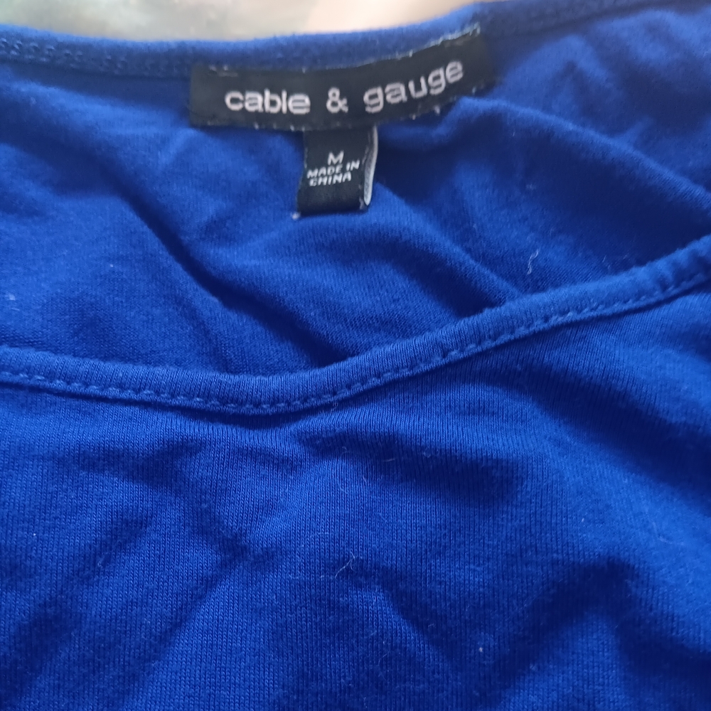 Cable & Gauge Cobalt Blue Button Long Sleeve Top Medium - Picture 7 of 7